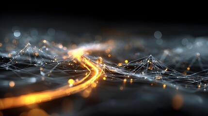 Neural Network Visualized on a Holographic Display with Glowing Connections for Advanced Technology and AI