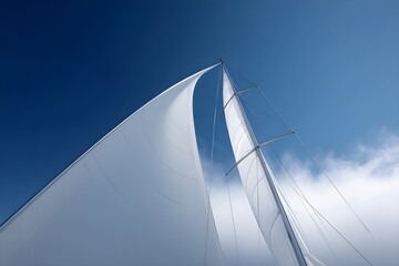 Yacht Sail Billowing in Wind Close Up for Maritime Sailing and Luxury Nautical Vessel