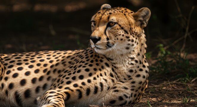 Captivating portrait of a cheetah resting in natural African sunlight