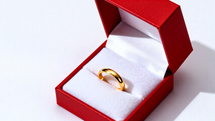 Gold ring in red box