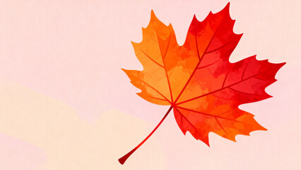 Single autumn leaf on pastel background