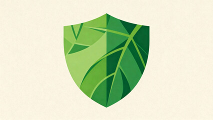 Green shield with leaf pattern