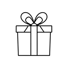 Outline drawing of gift on transparent background