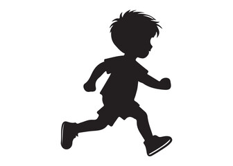 Silhouette of a little boy running