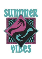 Summer time retro vintage illustration