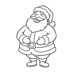Jolly Santa Claus Line Art Drawing