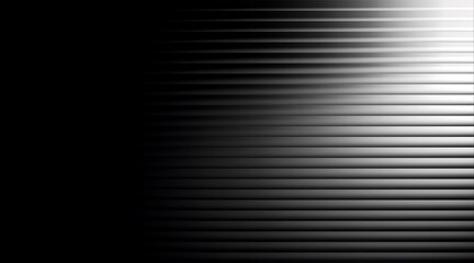 Obraz premium Abstract black and white background with horizontal lines and light effect