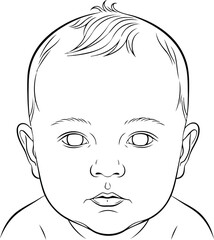 Baby face line art innocent newborn portrait