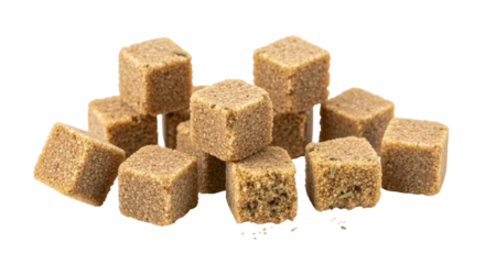 Stack of brown sugar cubes transparent background cutout png