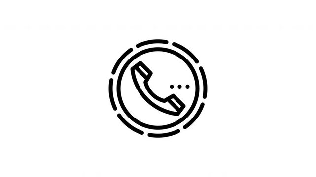 Black phone receiver with three dots in a circle, suitable for communication, technology, support, hotline, customer service, and contact concepts.
