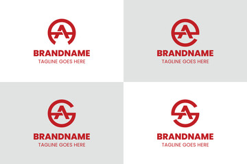 Letters AA EA GA SA Monogram Logo Set, for business with A AE AG AS initials