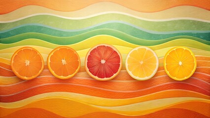 Abstract colorful citrus fruit background with slices of orange lemon lime and grapefruit