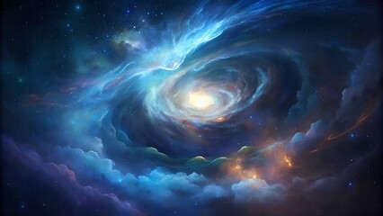 Abstract galaxy sky with glowing stars and colorful nebula