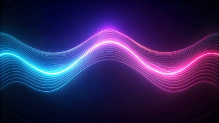 Glowing blue and purple abstract wave background with flowing lines and light patterns