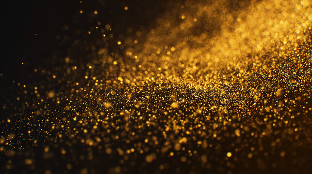 Golden confetti frozen in motion against dark background, celebrating energy and sparkle.
