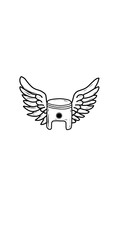 piston with wings illustration