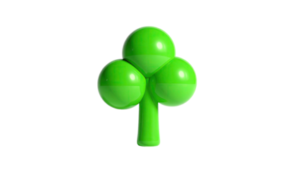 A stylized, green, three-sphere topped stem against a stark black background