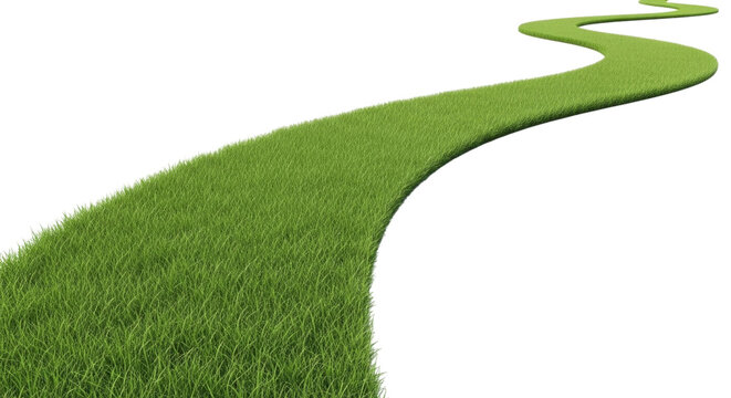 Green grass path winding through darkness transparent background cutout png