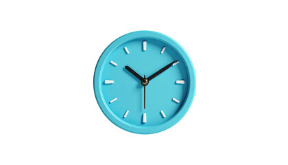 A vivid blue clock with white markers, black hands against a black background
