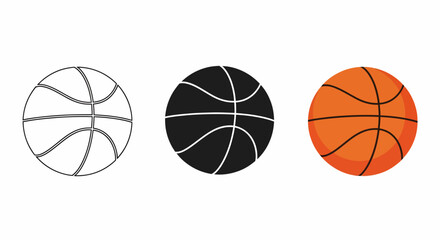 Basketball Vector Set Outline, Silhouette, and Full Color Designs for Sports and Game Graphics