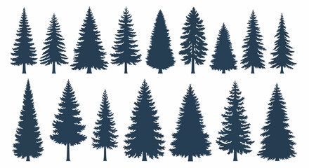 A Variety of Pine Tree Silhouettes A Vector Set for Natural Designs and Graphics