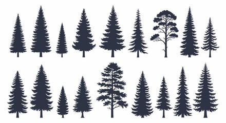 Vector Collection of Coniferous Trees Nature-Inspired Forest Element Set