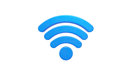 A 3D blue Wi-Fi symbol with a black background, showcasing wireless connectivity