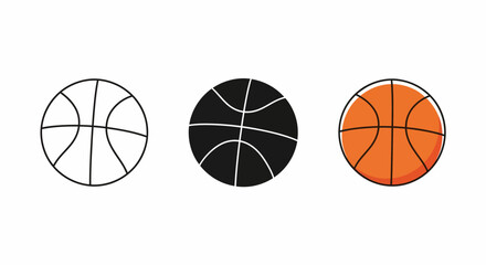 Basketball Vector Illustration Outlined, Solid, and Colorized Designs for Sports Enthusiasts