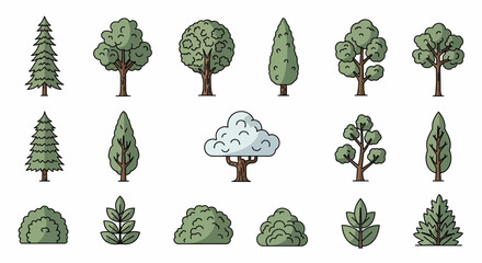 Vector Set of Trees Pixel Art Style Tree Illustrations for Game or Design