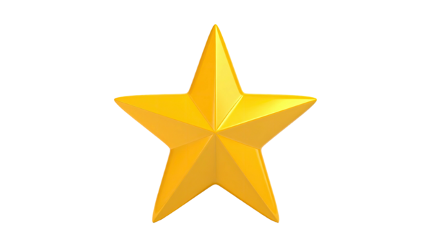 Shiny, golden five-pointed star with highlights, against a black background - Powered by Adobe