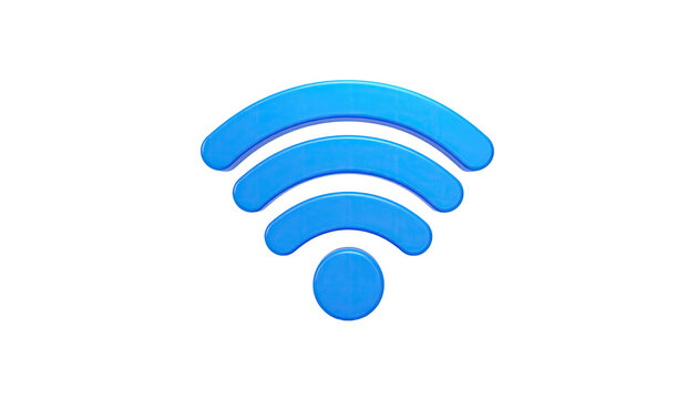 A 3D blue Wi-Fi symbol with a black background, showcasing wireless connectivity