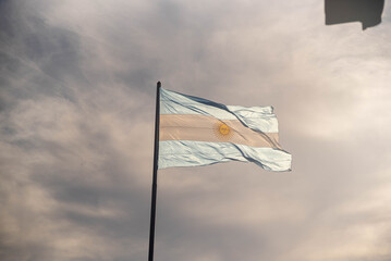 Argentine Flag Waving in the Wind.