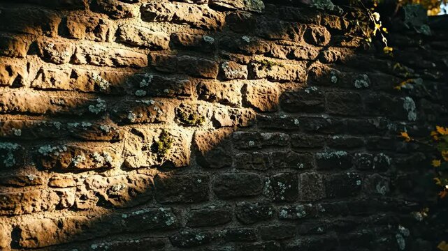 Old brick wall texture rough surface sunlight shadows rustic look