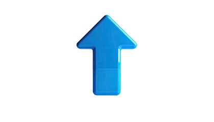 A bright blue arrow, pointing upwards, on a black background