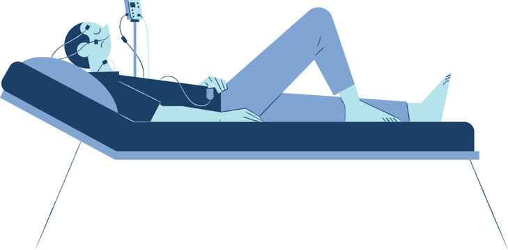 Person undergoing sleep study for health monitoring and diagnosis