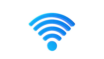 Glowing blue waves, the symbol for wireless internet, isolated on black