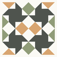 Symmetric Geometric Quilt Modern Minimalist Pattern