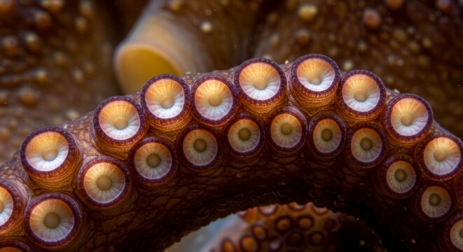 Intricate details of an octopus tentacle showcasing suction cups closely