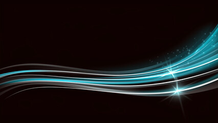 黒い背景に光沢のある青と銀のメタリックなリボン