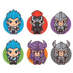 Cute Chibi Warriors Set &mdash; Fantasy Knights and Gladiators Cartoon Characters
