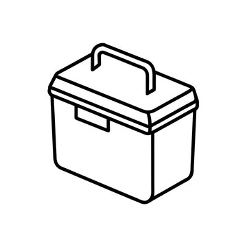 Outline of a closed box on transparent background