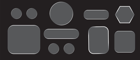 Black and white glossy button set for web design
