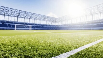 Empty Stadium: A large, modern stadium stands empty, its pristine green field and impressive architecture waiting for the roar of the crowd. - Powered by Adobe