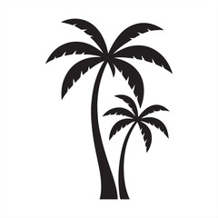 Obraz premium Silhouette of two palm trees in vector format