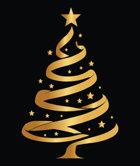 Spiral Gradient  Ribbon Christmas Tree vector art and illustration.
