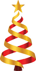 Spiral Gradient  Ribbon Christmas Tree vector art and illustration.
