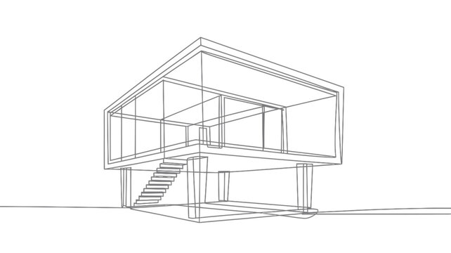 Modern architectural blueprint showcases innovative house design with clean lines and open spaces, perfect for real estate concepts.