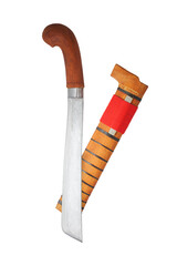 wooden machete and sheath, knife and machete cutting tools with satin and mirror blade materials