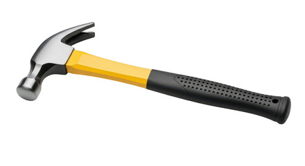 Modern Claw Hammer With Yellow Handle On Black Background