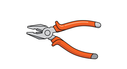 Obraz premium Simple graphic depiction of a versatile pair of pliers, showcasing its metallic jaws and distinctive orange-colored insulated handles.